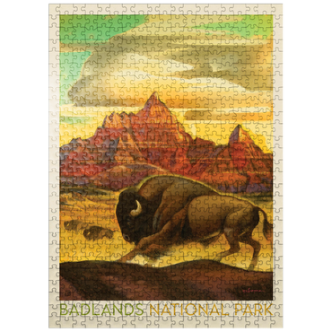 puzzleplate Badlands National Park: Rumbling Herd, Vintage Poster 500 Jigsaw Puzzle