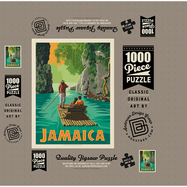 Jamaica: Rafting in Paradise, Vintage Poster 1000 Jigsaw Puzzle box 3D Modell