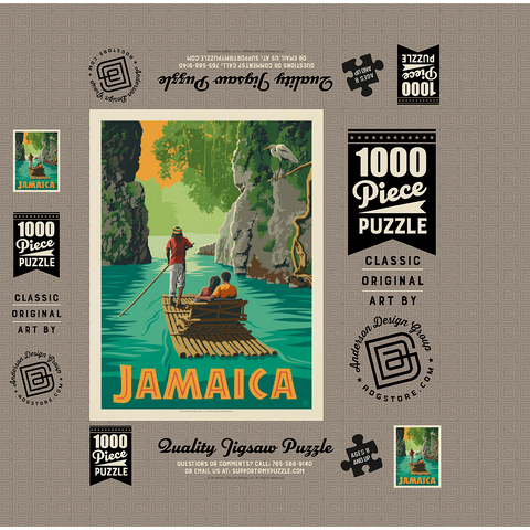 Jamaica: Rafting in Paradise, Vintage Poster 1000 Jigsaw Puzzle box 3D Modell