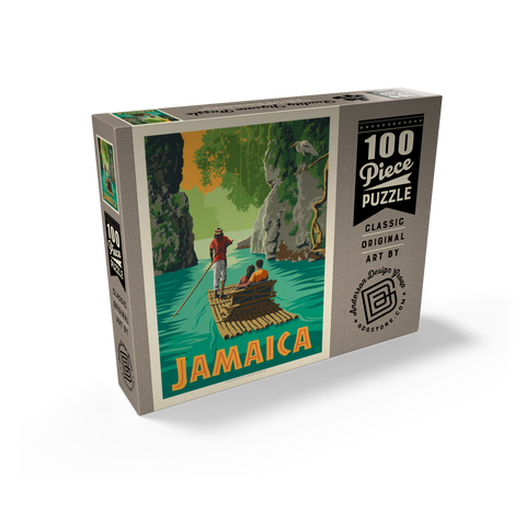 Jamaica: Rafting in Paradise, Vintage Poster 100 Jigsaw Puzzle box view2