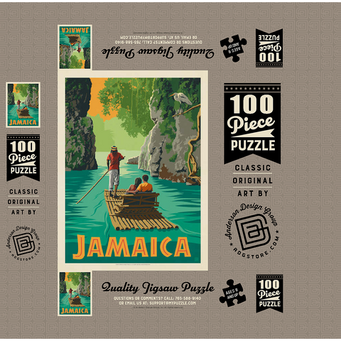 Jamaica: Rafting in Paradise, Vintage Poster 100 Jigsaw Puzzle box 3D Modell