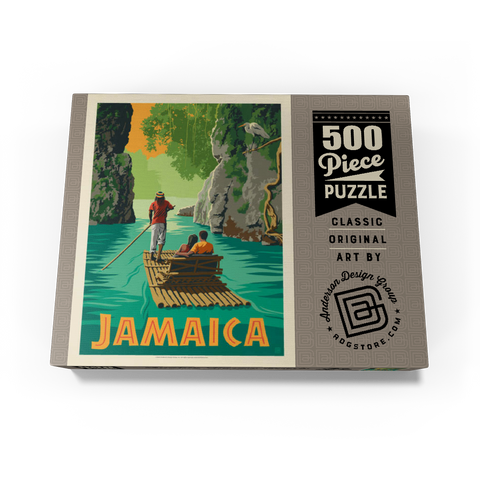 Jamaica: Rafting in Paradise, Vintage Poster 500 Jigsaw Puzzle box view3
