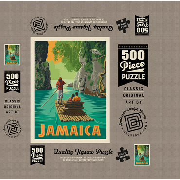 Jamaica: Rafting in Paradise, Vintage Poster 500 Jigsaw Puzzle box 3D Modell