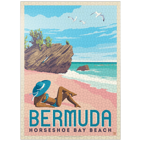 puzzleplate Bermuda: Horseshoe Bay Beach, Vintage Poster 1000 Jigsaw Puzzle