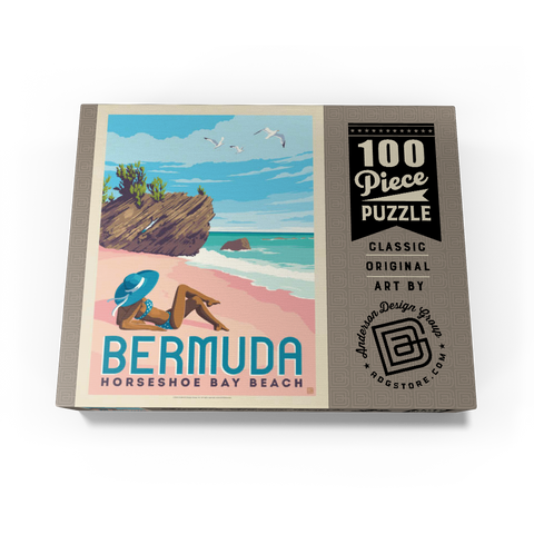 Bermuda: Horseshoe Bay Beach, Vintage Poster 100 Jigsaw Puzzle box view3