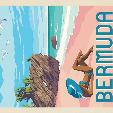 Bermuda: Horseshoe Bay Beach, Vintage Poster 100 Jigsaw Puzzle 3D Modell
