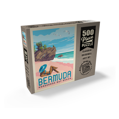 Bermuda: Horseshoe Bay Beach, Vintage Poster 500 Jigsaw Puzzle box view2