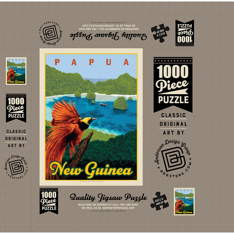 Papua New Guinea: A Paradise Of Biodiversity, Vintage Poster 1000 Jigsaw Puzzle box 3D Modell