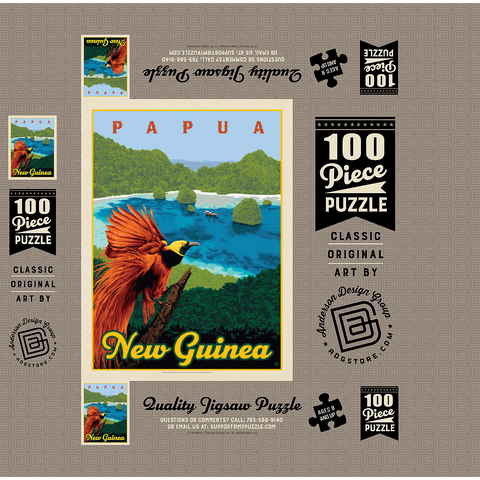 Papua New Guinea: A Paradise Of Biodiversity, Vintage Poster 100 Jigsaw Puzzle box 3D Modell