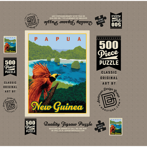 Papua New Guinea: A Paradise Of Biodiversity, Vintage Poster 500 Jigsaw Puzzle box 3D Modell