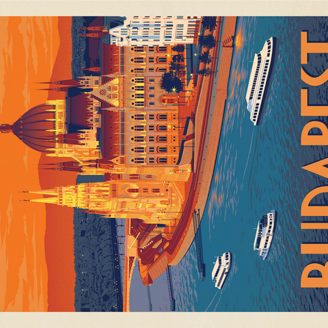 Hungary: Budapest, Vintage Poster 1000 Jigsaw Puzzle 3D Modell
