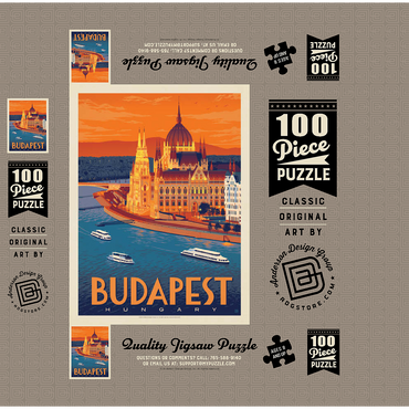 Hungary: Budapest, Vintage Poster 100 Jigsaw Puzzle box 3D Modell
