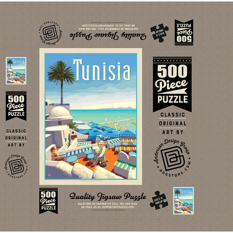 Tunisia: A Journey Through History And Beauty, Vintage Poster 500 Jigsaw Puzzle box 3D Modell