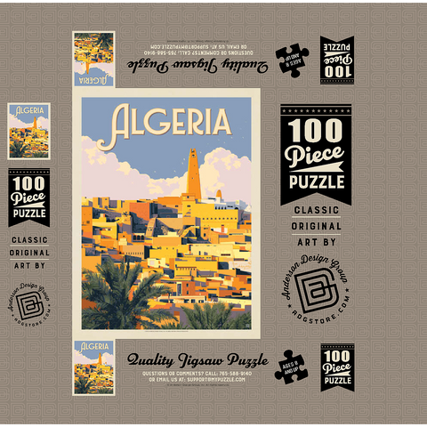 Algeria: Unforgettable North African Charm, Vintage Poster 100 Jigsaw Puzzle box 3D Modell