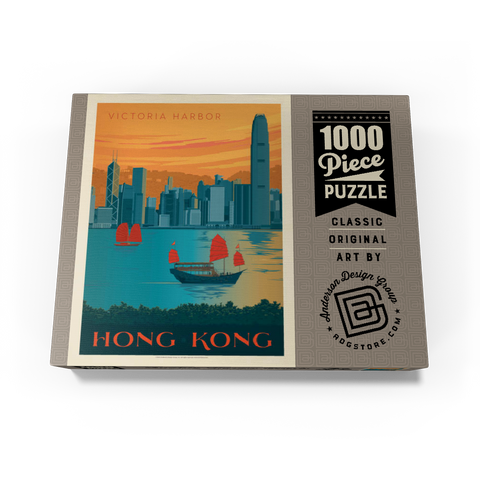 China: Hong Kong, Victoria Harbor, Vintage Poster 1000 Jigsaw Puzzle box view3