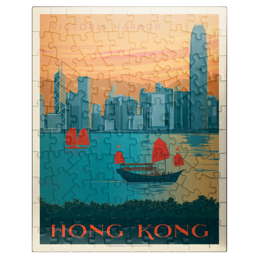 puzzleplate China: Hong Kong, Victoria Harbor, Vintage Poster 100 Jigsaw Puzzle