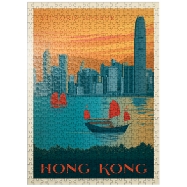 puzzleplate China: Hong Kong, Victoria Harbor, Vintage Poster 500 Jigsaw Puzzle