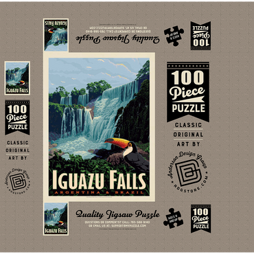 Iguazú Falls: Argentina & Brazil, Vintage Poster 100 Jigsaw Puzzle box 3D Modell