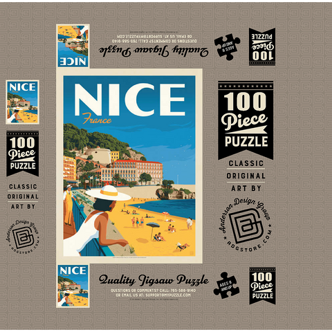 France: Nice, Vintage Poster 100 Jigsaw Puzzle box 3D Modell