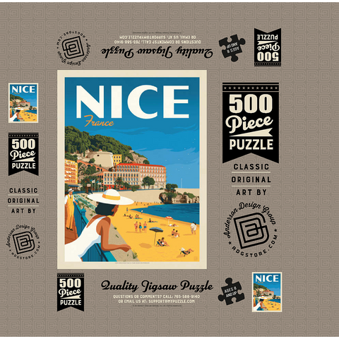 France: Nice, Vintage Poster 500 Jigsaw Puzzle box 3D Modell
