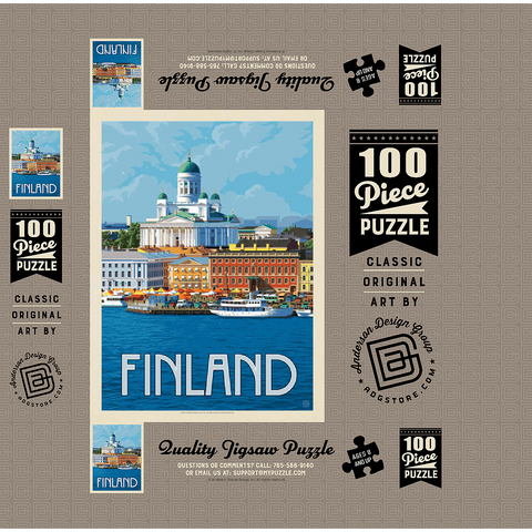 Finland: Helsinki, Vintage Poster 100 Jigsaw Puzzle box 3D Modell