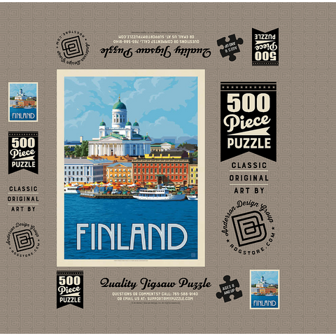 Finland: Helsinki, Vintage Poster 500 Jigsaw Puzzle box 3D Modell