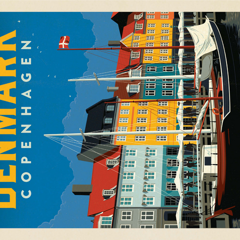 Denmark: Copenhagen, Vintage Poster 1000 Jigsaw Puzzle 3D Modell