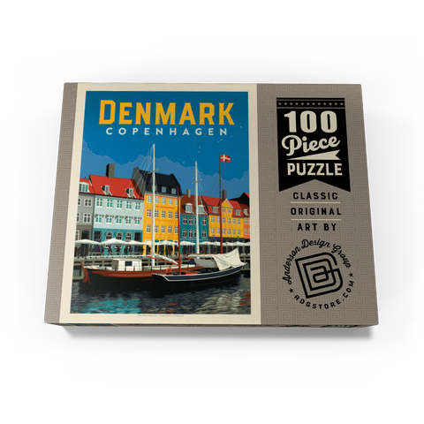 Denmark: Copenhagen, Vintage Poster 100 Jigsaw Puzzle box view3