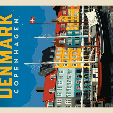 Denmark: Copenhagen, Vintage Poster 100 Jigsaw Puzzle 3D Modell