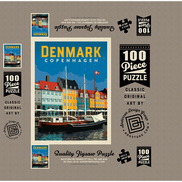 Denmark: Copenhagen, Vintage Poster 100 Jigsaw Puzzle box 3D Modell