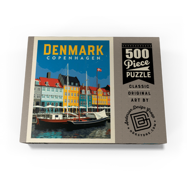 Denmark: Copenhagen, Vintage Poster 500 Jigsaw Puzzle box view3