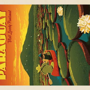 Paraguay: Giant Lily Pads, Vintage Poster 100 Jigsaw Puzzle 3D Modell