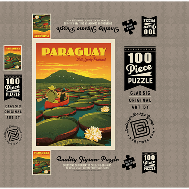 Paraguay: Giant Lily Pads, Vintage Poster 100 Jigsaw Puzzle box 3D Modell