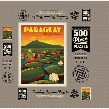 Paraguay: Giant Lily Pads, Vintage Poster 500 Jigsaw Puzzle box 3D Modell
