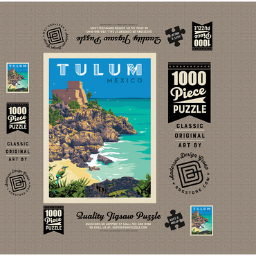 Mexico: Tulum, Vintage Poster 1000 Jigsaw Puzzle box 3D Modell