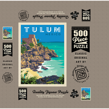 Mexico: Tulum, Vintage Poster 500 Jigsaw Puzzle box 3D Modell