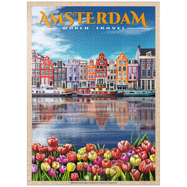 puzzleplate Amsterdam, Netherlands - City of Canals, Vintage Travel Poster 1000 Jigsaw Puzzle