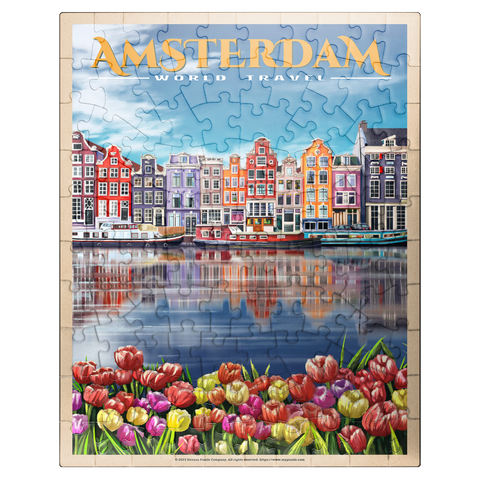 puzzleplate Amsterdam, Netherlands - City of Canals, Vintage Travel Poster 100 Jigsaw Puzzle