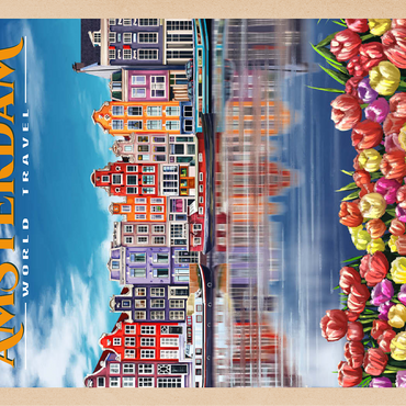Amsterdam, Netherlands - City of Canals, Vintage Travel Poster 100 Jigsaw Puzzle 3D Modell