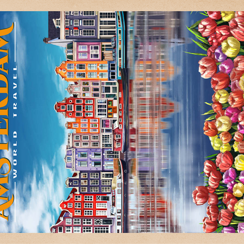 Amsterdam, Netherlands - City of Canals, Vintage Travel Poster 100 Jigsaw Puzzle 3D Modell
