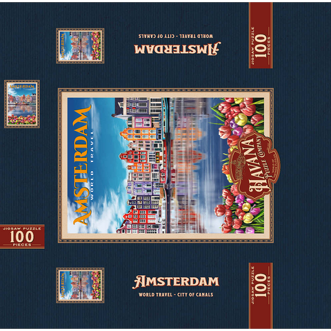 Amsterdam, Netherlands - City of Canals, Vintage Travel Poster 100 Jigsaw Puzzle box 3D Modell