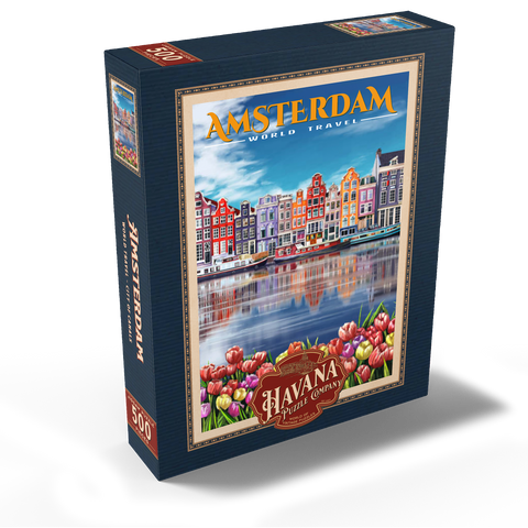 Amsterdam, Netherlands - City of Canals, Vintage Travel Poster 500 Jigsaw Puzzle box view1