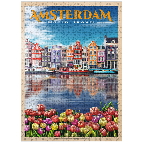 puzzleplate Amsterdam, Netherlands - City of Canals, Vintage Travel Poster 500 Jigsaw Puzzle