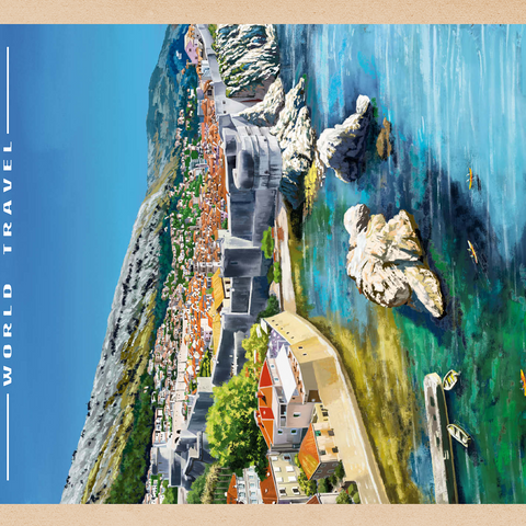 Dubrovnik, Croatia - A Jewel of the Dalmatian Coast, Vintage Travel Poster 500 Jigsaw Puzzle 3D Modell