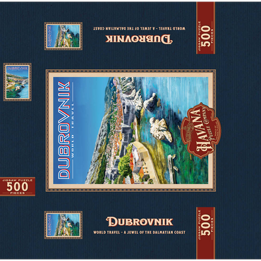Dubrovnik, Croatia - A Jewel of the Dalmatian Coast, Vintage Travel Poster 500 Jigsaw Puzzle box 3D Modell