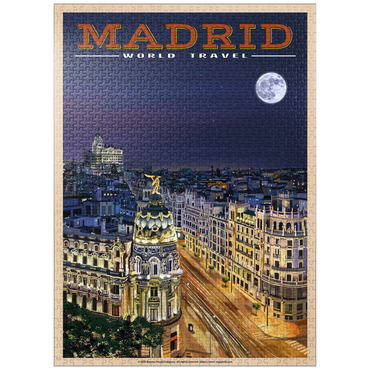 puzzleplate Madrid, Spain - Gran Vía by Night, Vintage Travel Poster 1000 Jigsaw Puzzle