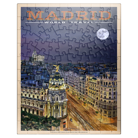 puzzleplate Madrid, Spain - Gran Vía by Night, Vintage Travel Poster 100 Jigsaw Puzzle