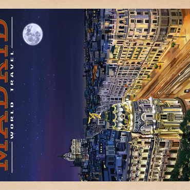 Madrid, Spain - Gran Vía by Night, Vintage Travel Poster 100 Jigsaw Puzzle 3D Modell