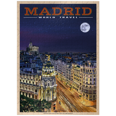 puzzleplate Madrid, Spain - Gran Vía by Night, Vintage Travel Poster 300 Jigsaw Puzzle
