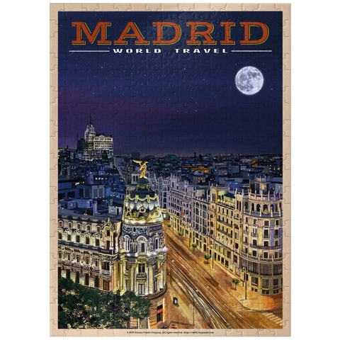 puzzleplate Madrid, Spain - Gran Vía by Night, Vintage Travel Poster 300 Jigsaw Puzzle